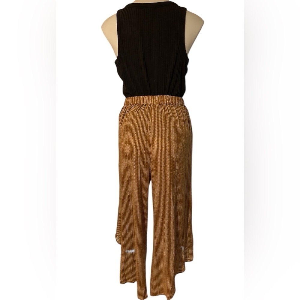 Kori fly-away tie waist pants / jumpsuit hobo wide leg. - Picture 2 of 13